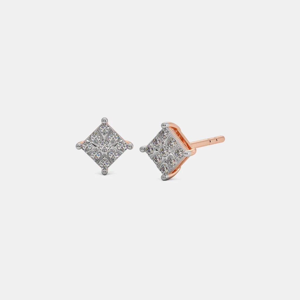 14k Gold Mini Trio Diamond Stud Earrings