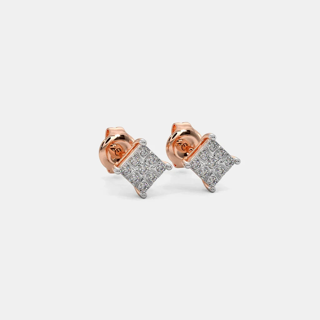 14k Gold Mini Trio Diamond Stud Earrings