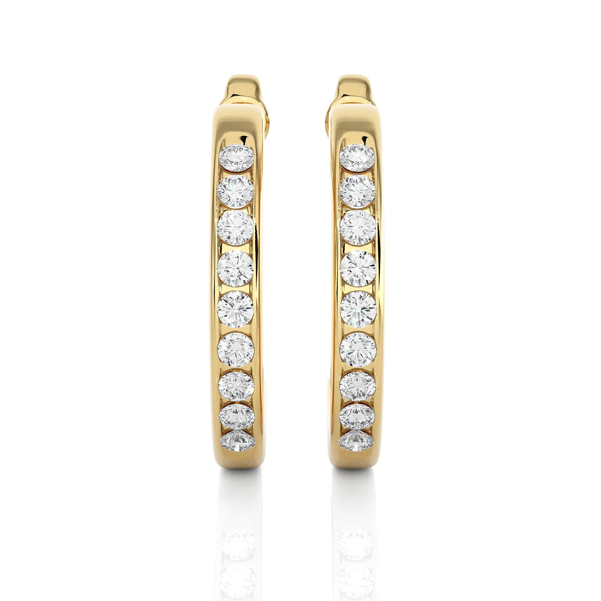 14k Gold Diamond Hoop Earrings