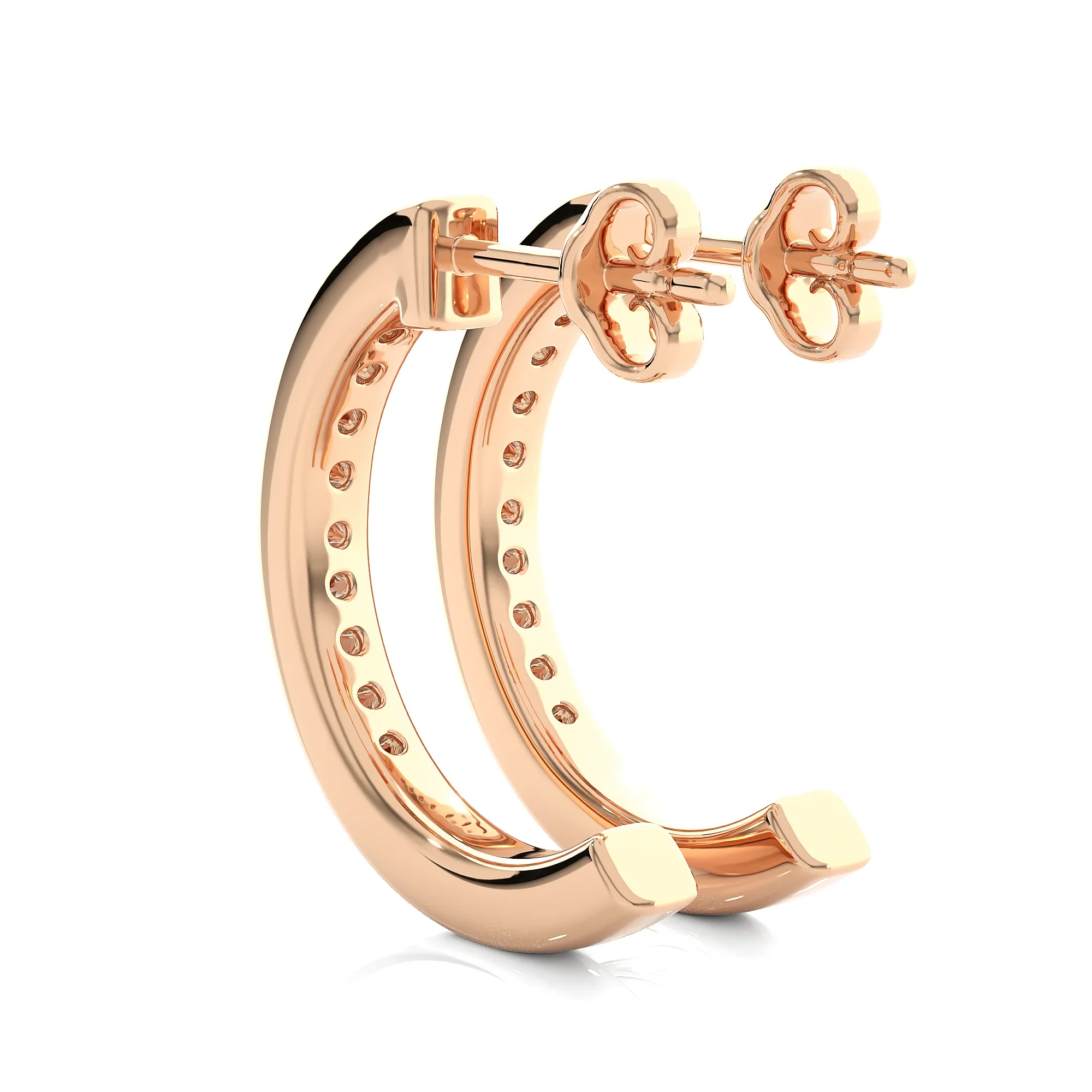 14k Gold Diamond Hoop Earrings