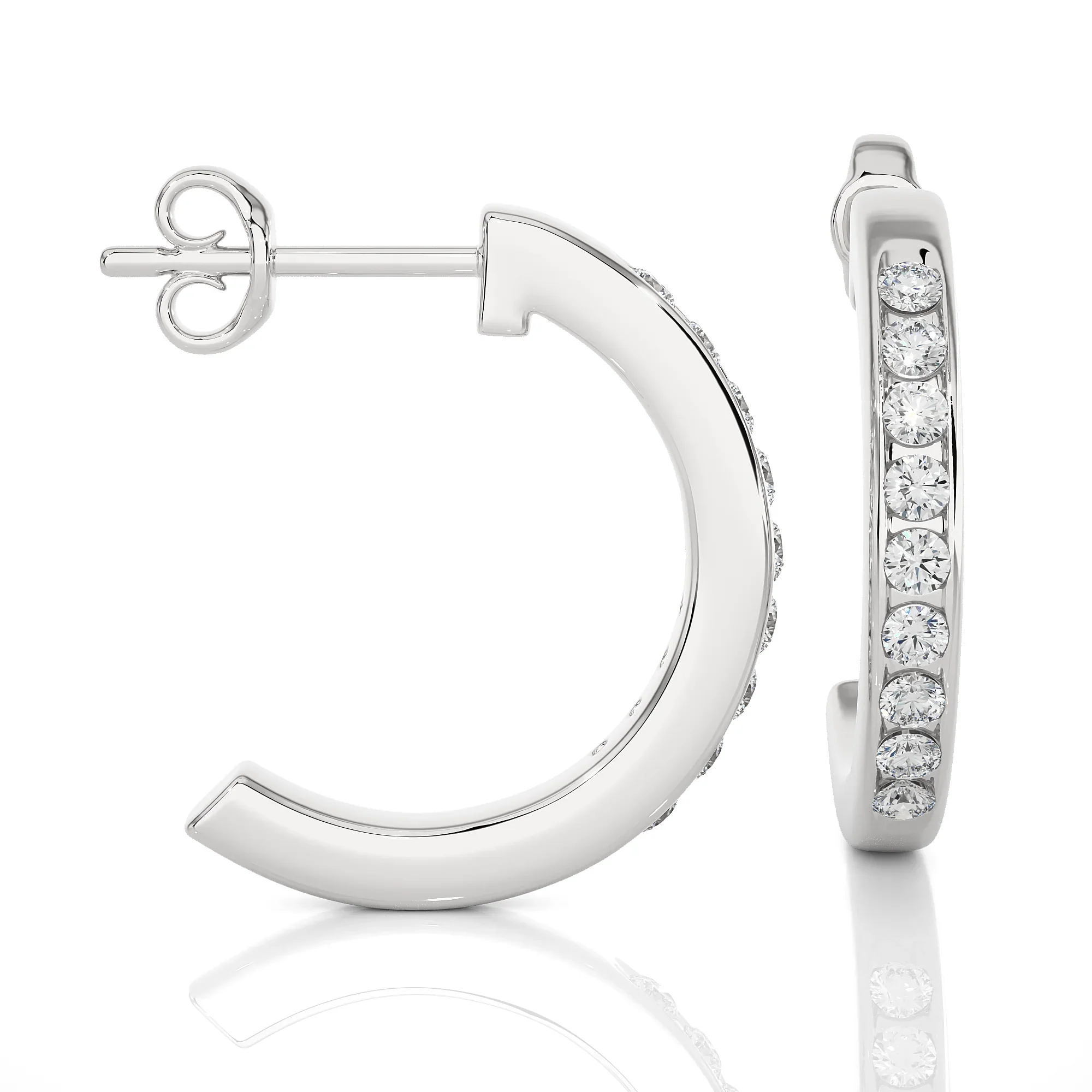 14k Gold Diamond Hoop Earrings