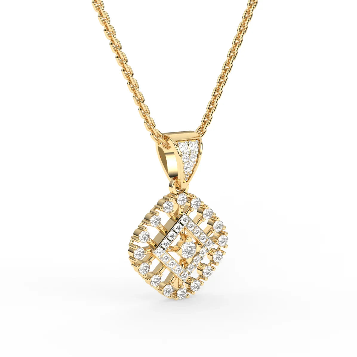 Blossom Flower Round Diamond Pendant