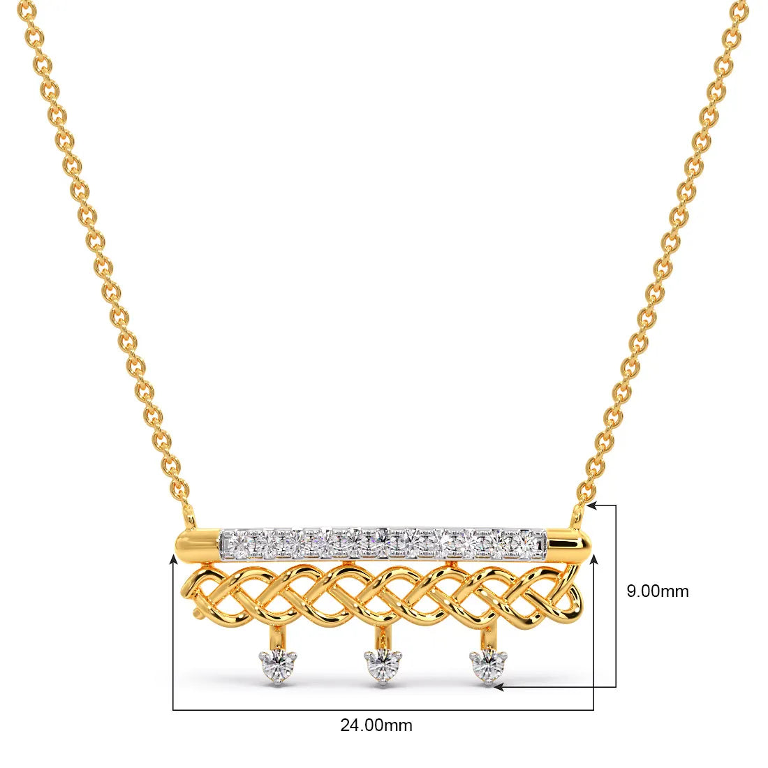 Braid Diamond Pendant Necklace