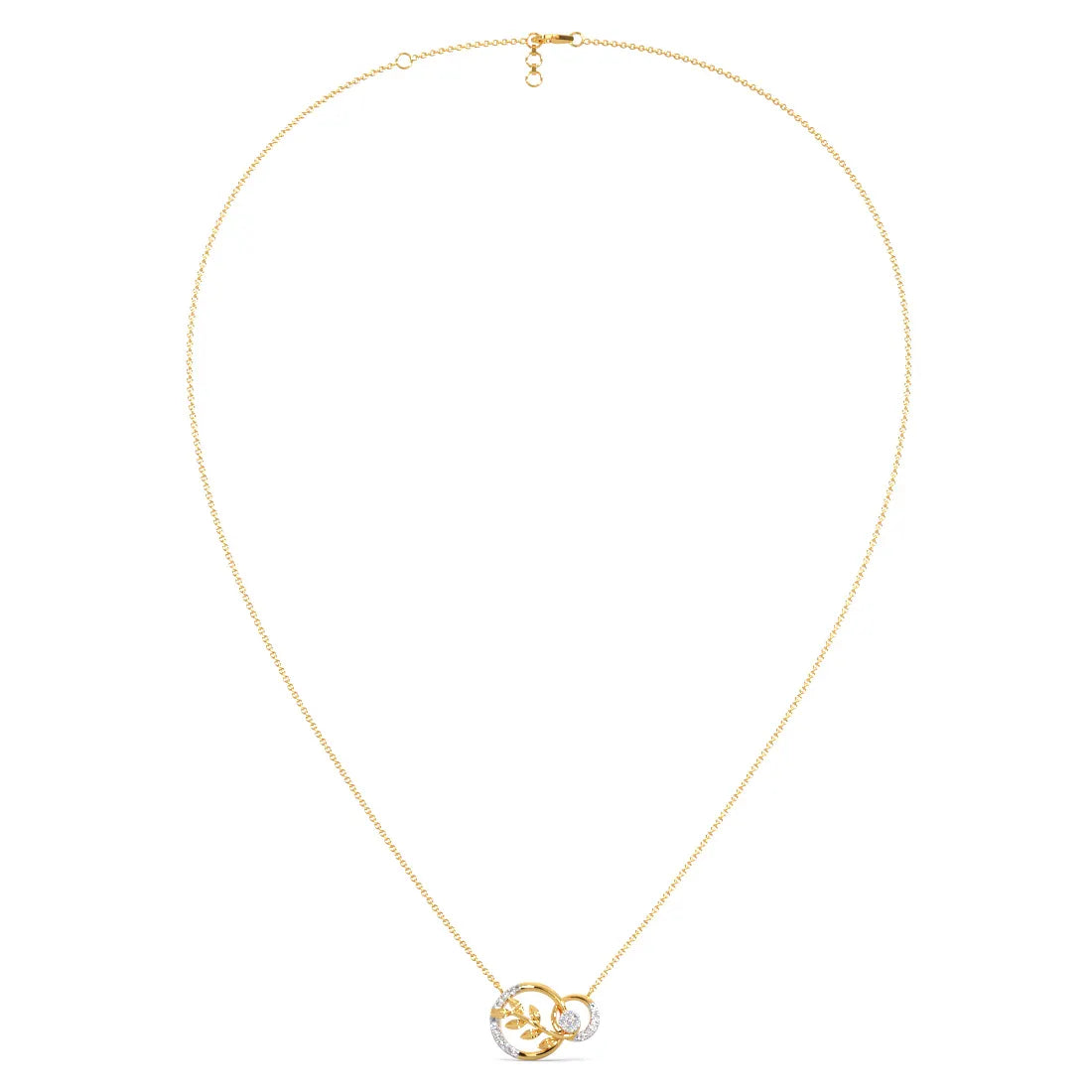 Double ring Curls Diamond Pendant Neck