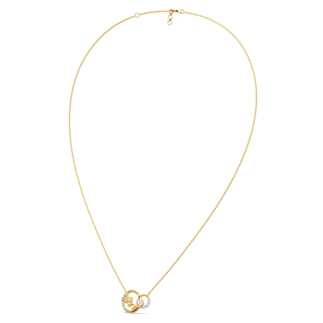 Double ring Curls Diamond Pendant Neck