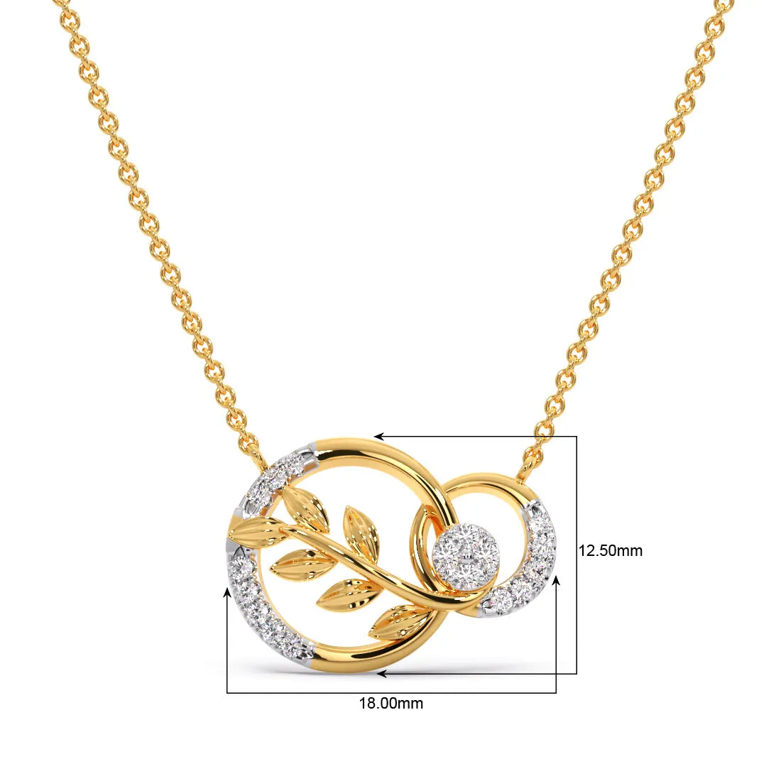 Double ring Curls Diamond Pendant Neck