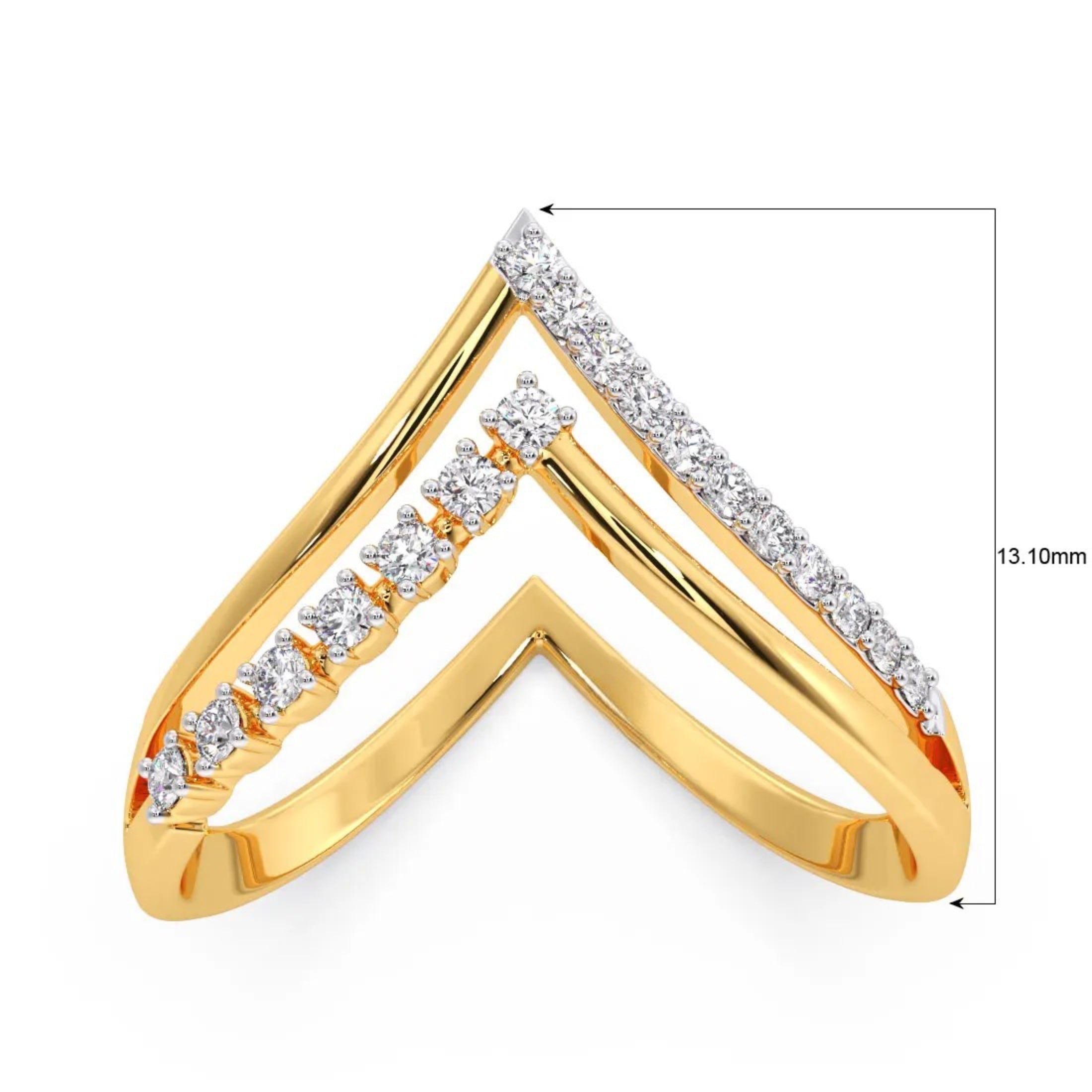 Striped Diamond V Shap Ring
