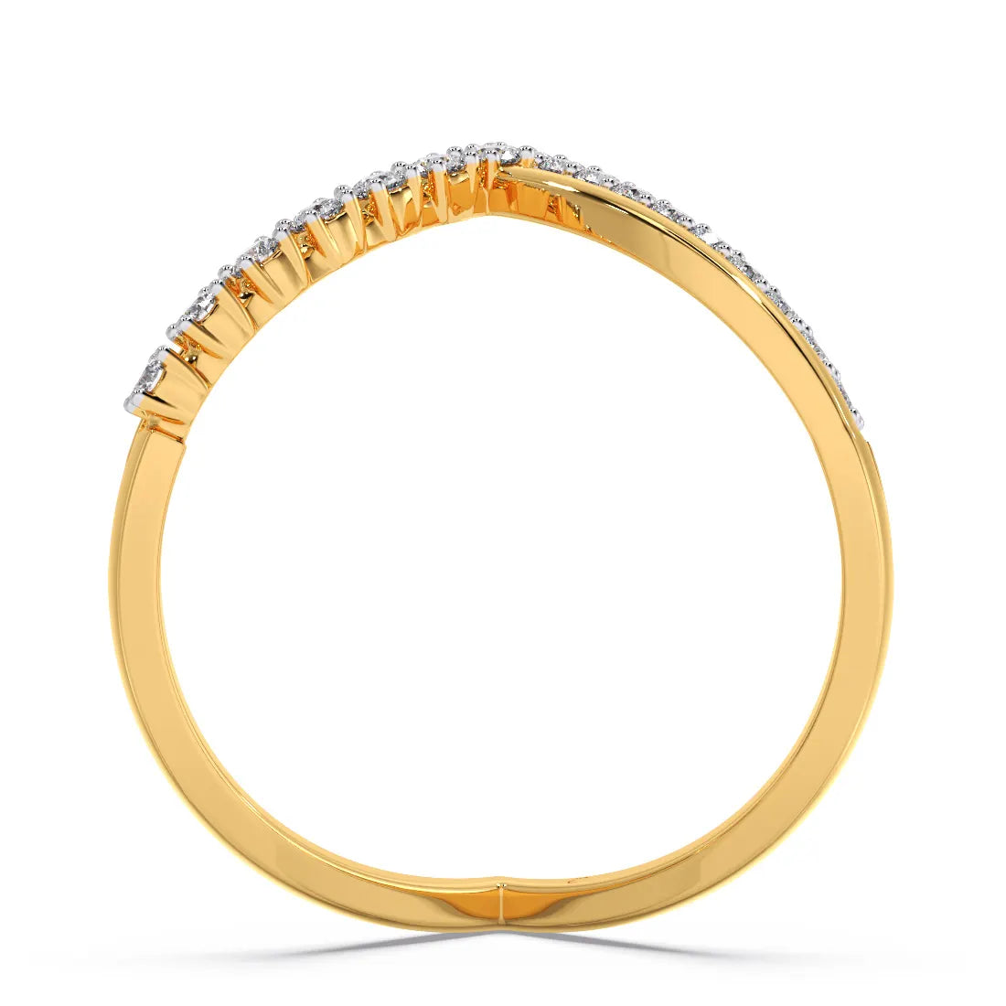 Striped Diamond V Shap Ring