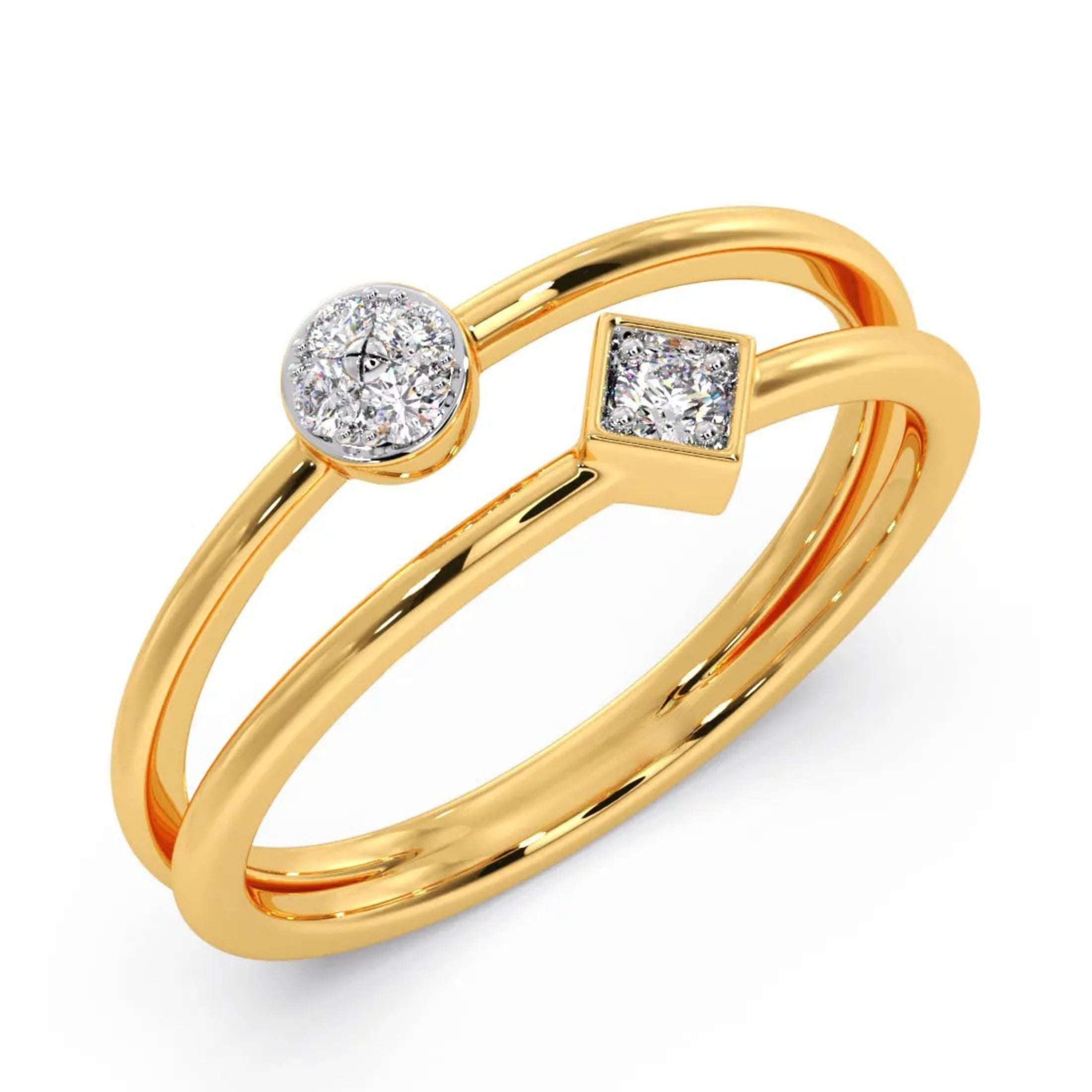 Disc And Cube Diamond Ring