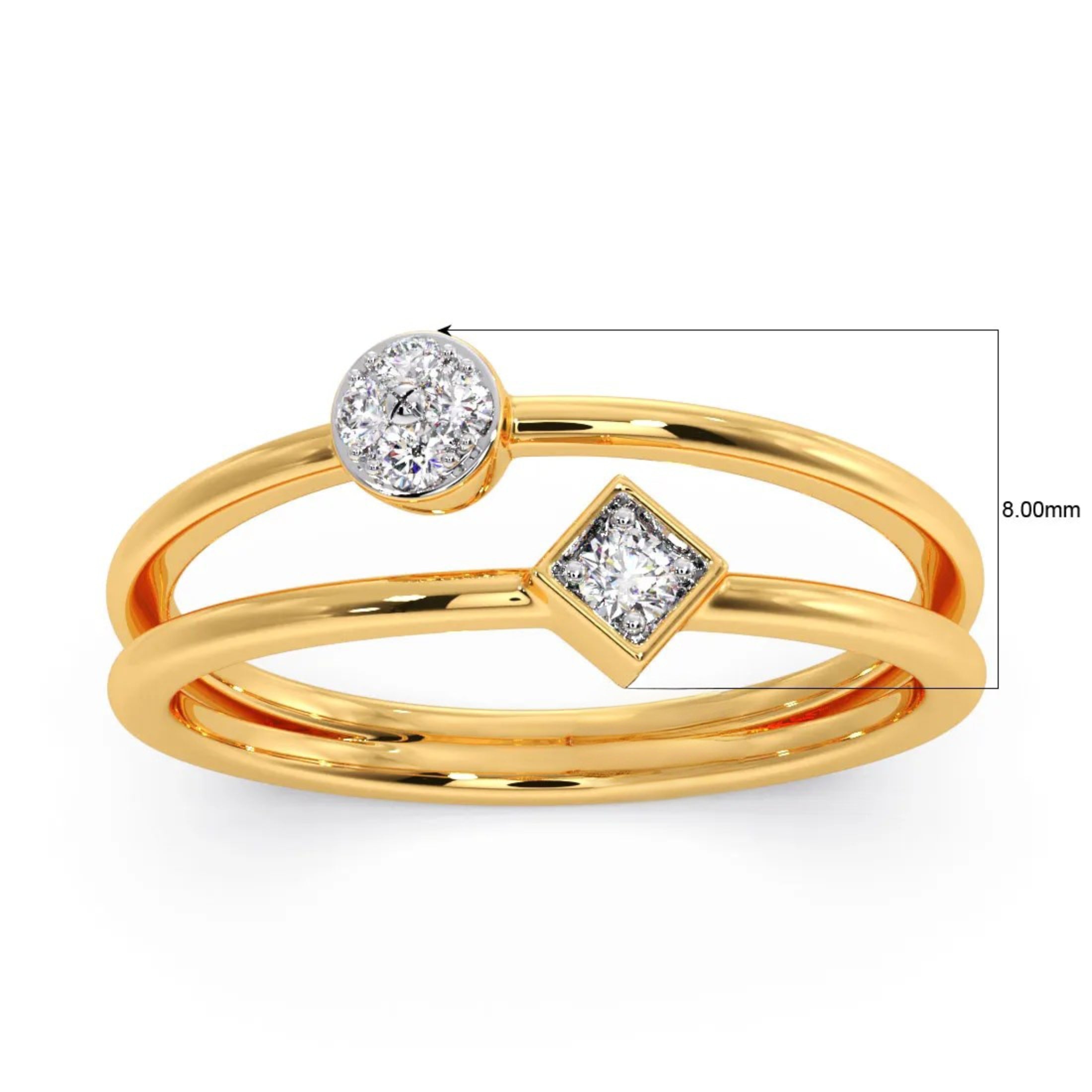 Disc And Cube Diamond Ring