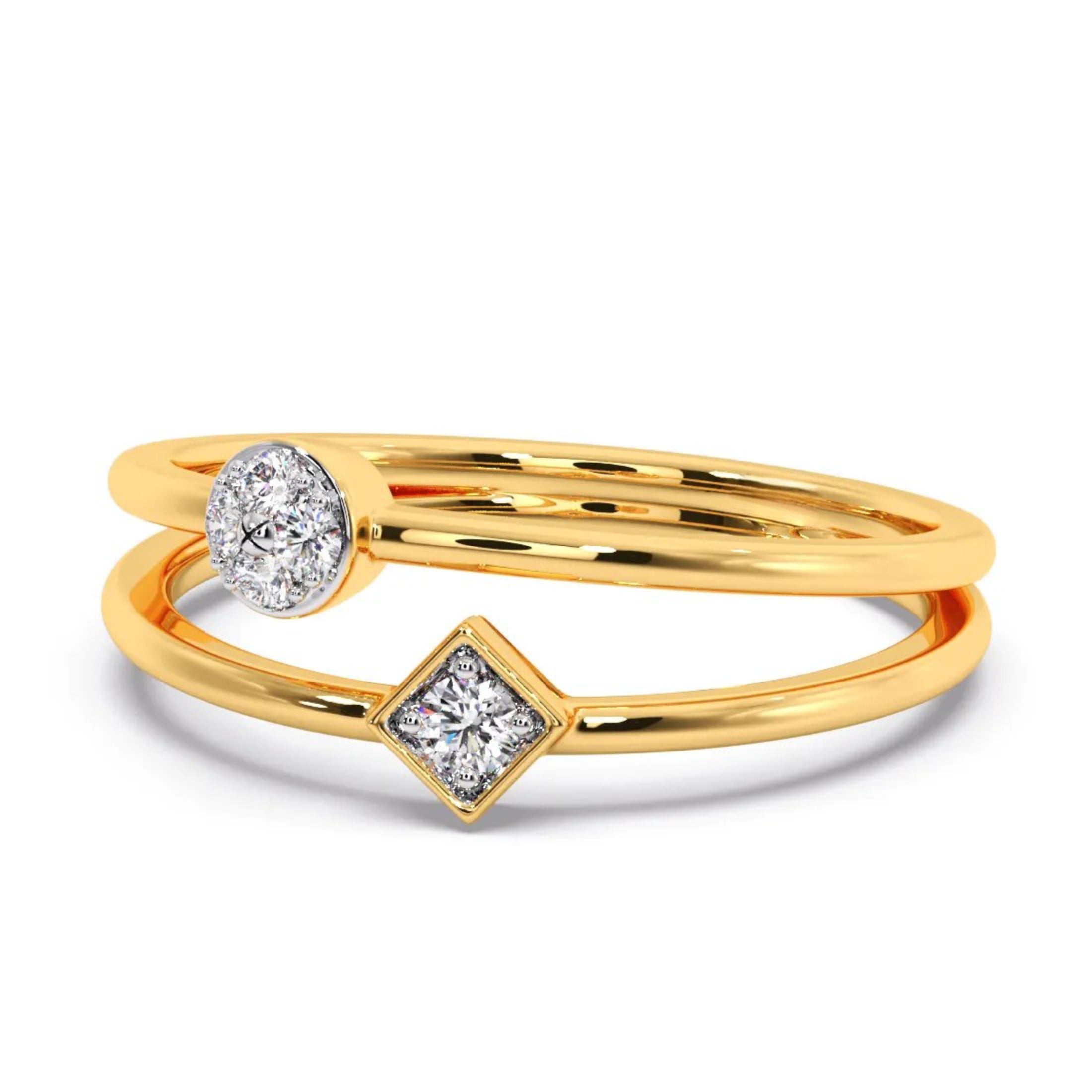 Disc And Cube Diamond Ring