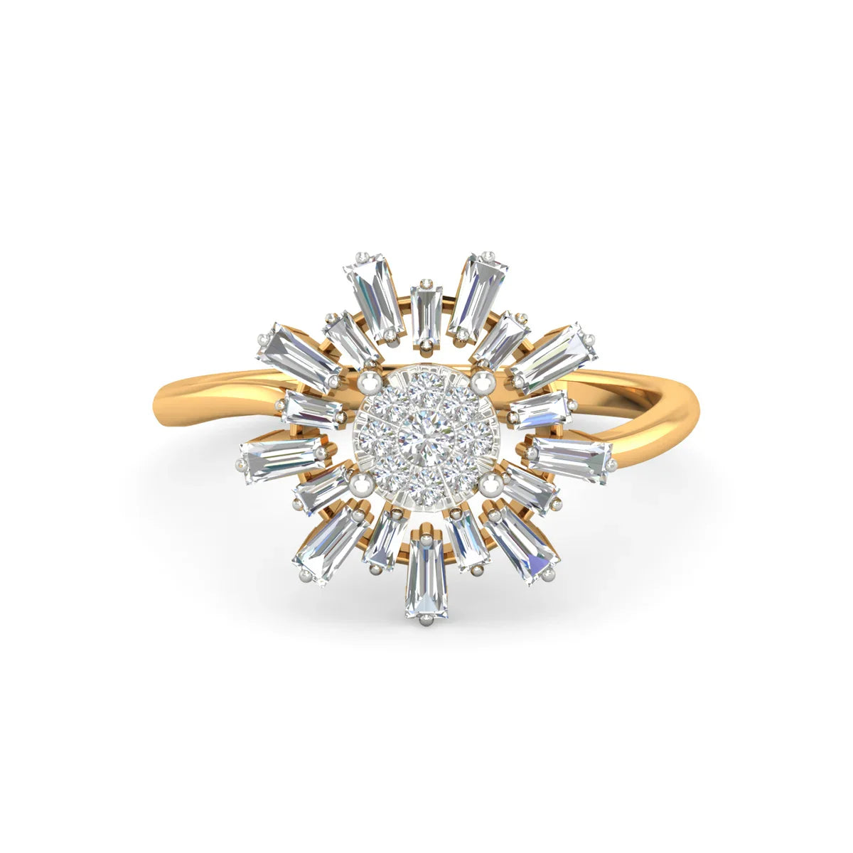 Baguette flower diamond ring