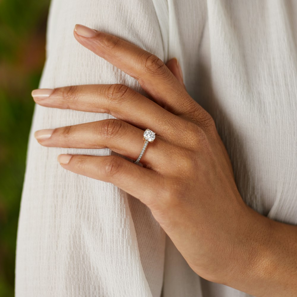 Round Temple Pavé Engagement Ring