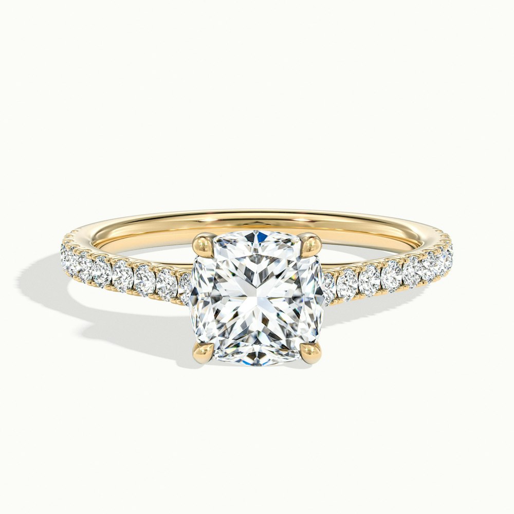 Cushion Temple Scallop Engagement Ring.