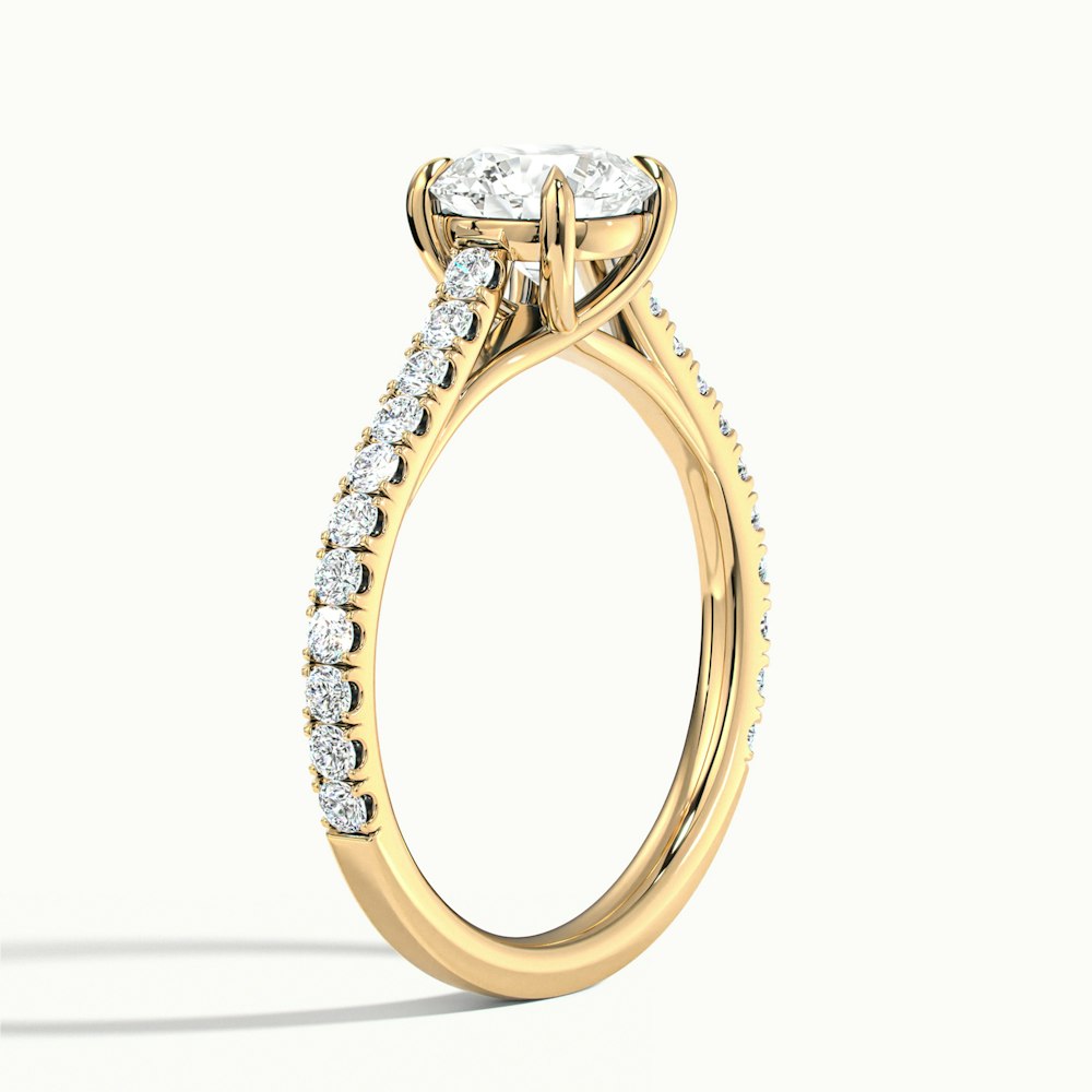 Round Temple Scallop Engagement Ring
