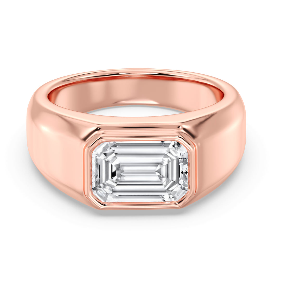 3.00 Ctw Emerald-Cut Diamond Men's Bezel Engagement Ring