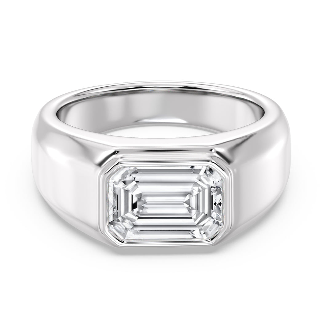 3.00 Ctw Emerald-Cut Diamond Men's Bezel Engagement Ring