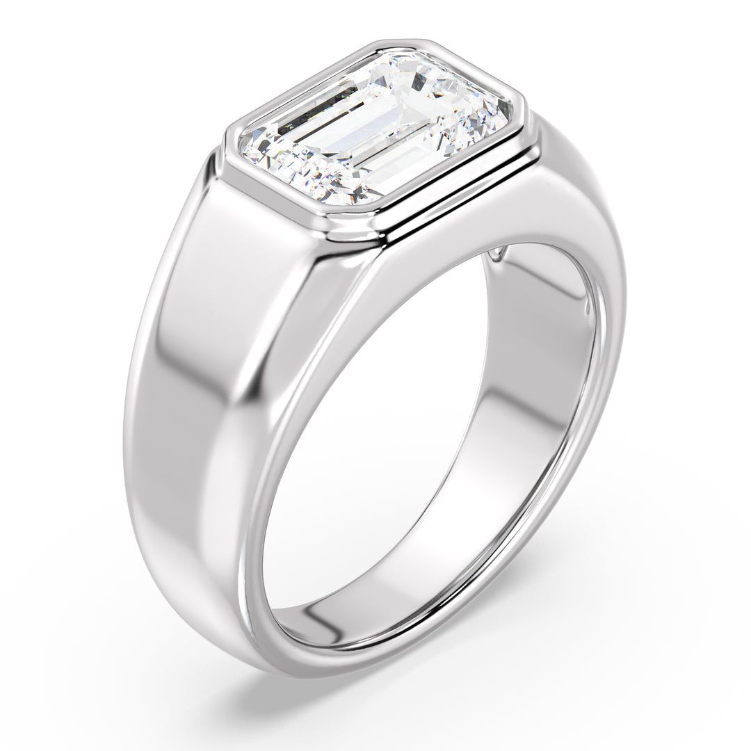 3.00 Ctw Emerald-Cut Diamond Men's Bezel Engagement Ring