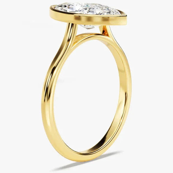 1.00 CT Marquise Bezel Engagement Ring.