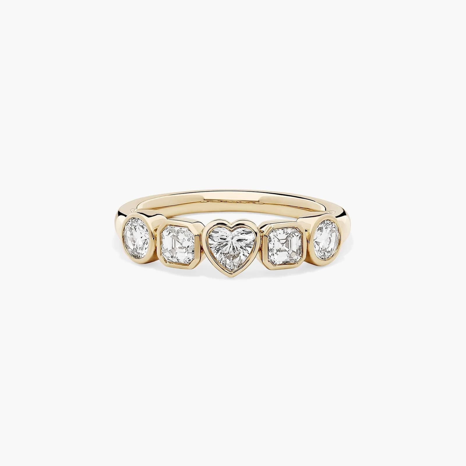 Bezels Lab Grown Round, Asscher, & Heart Diamond Ring
