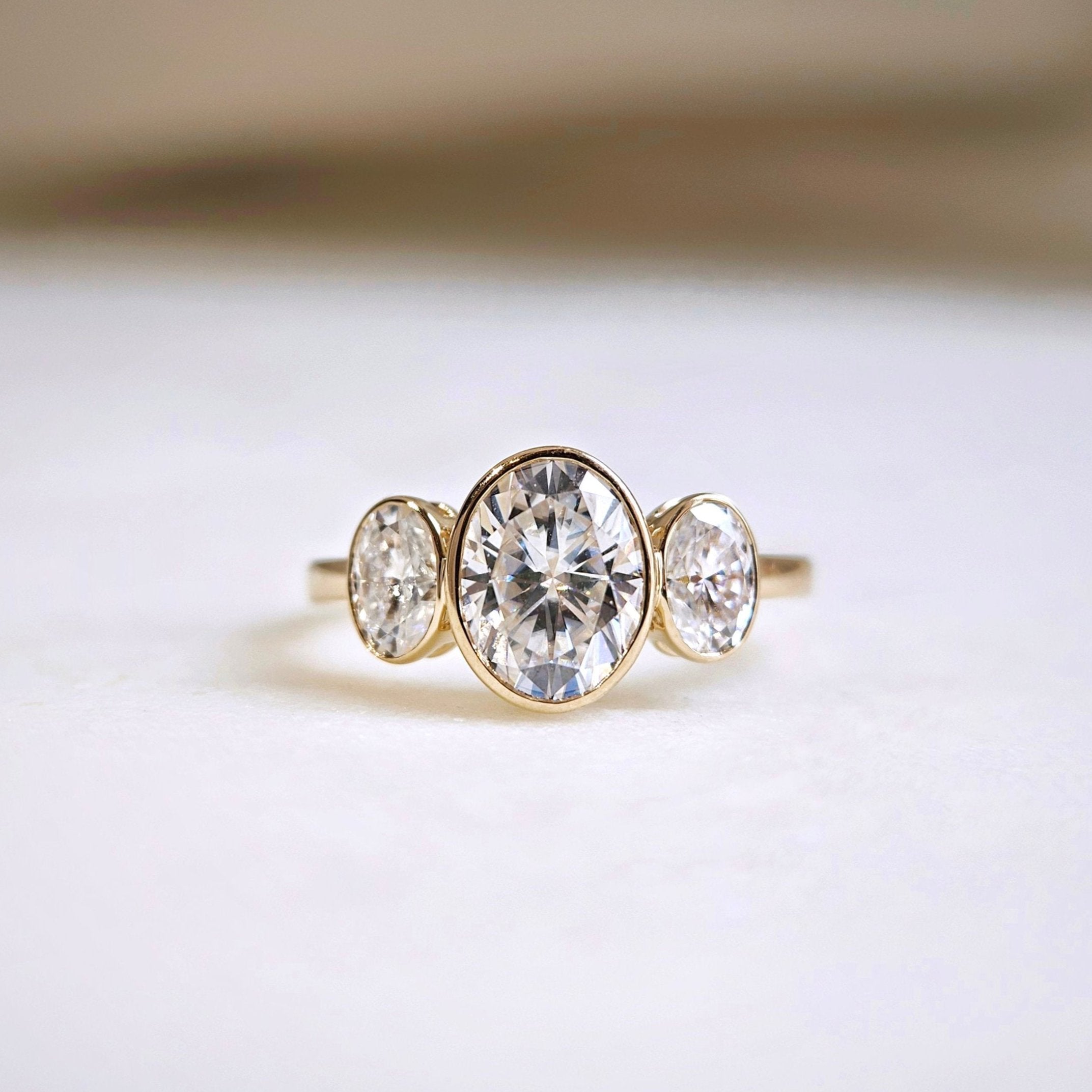 Bezel Oval Triology Lab Diamond Ring