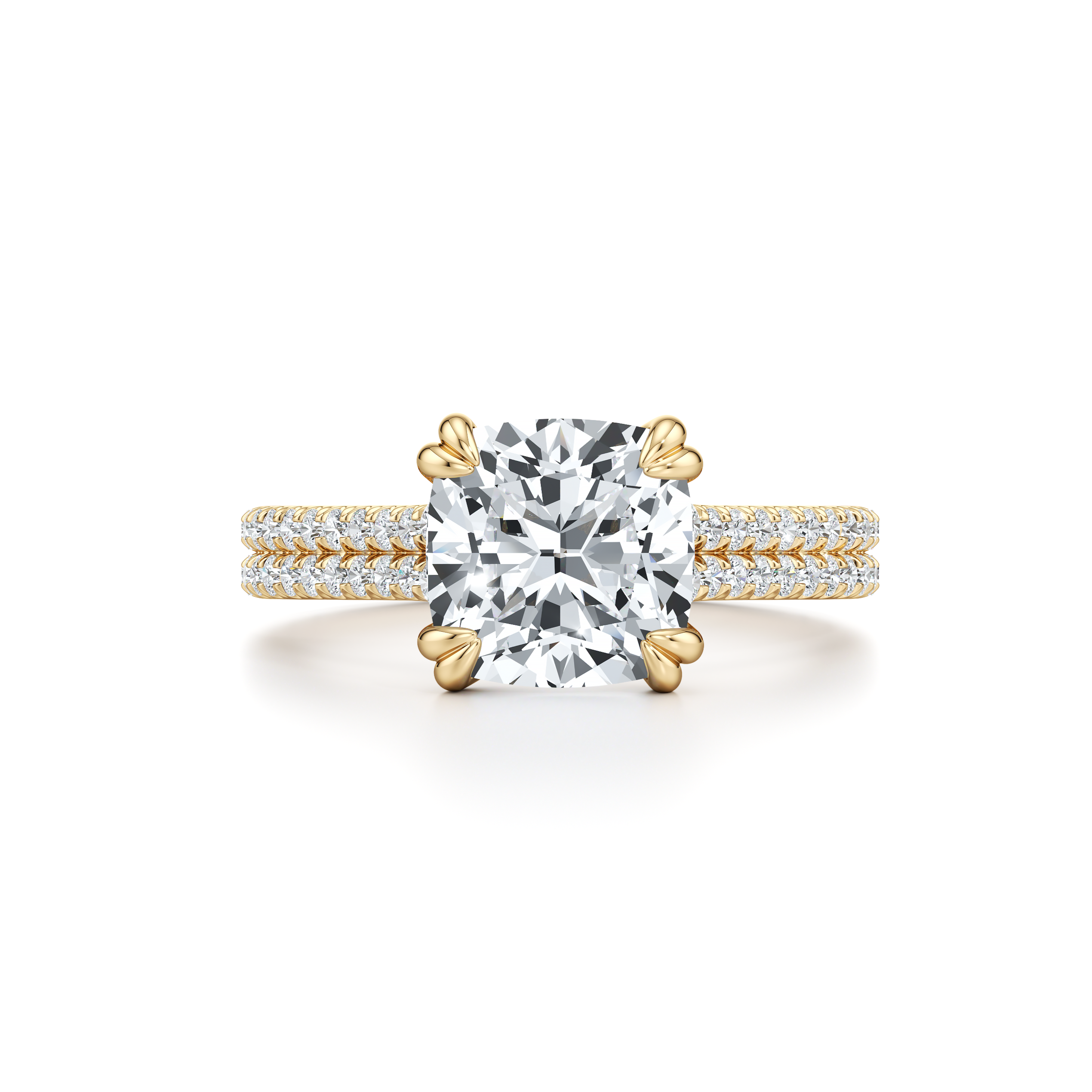 Ellen dual bands Cushion Solitaire Lab Diamond Engagement Ring