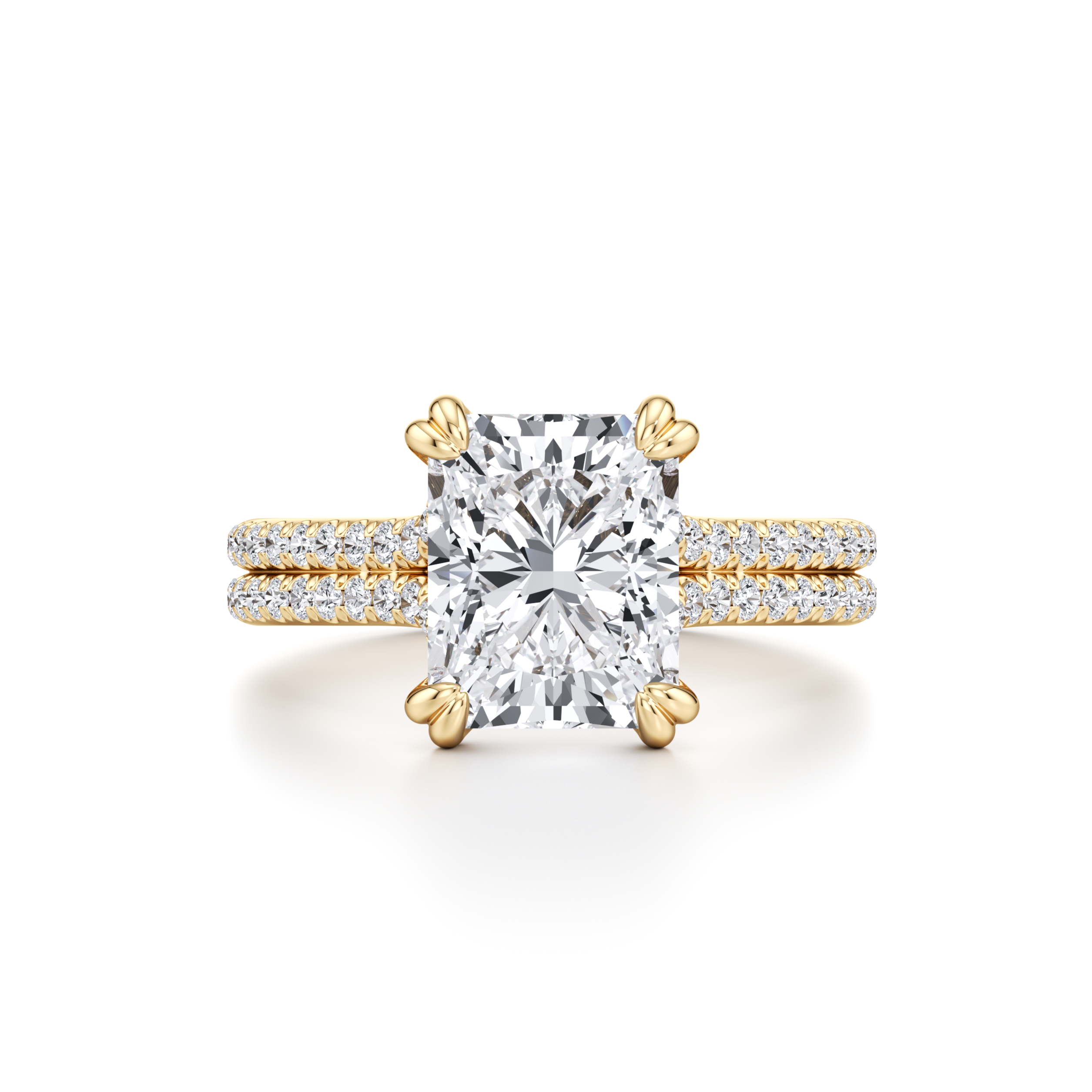Ellen dual bands Radiant Solitaire Lab Diamond Engagement Ring