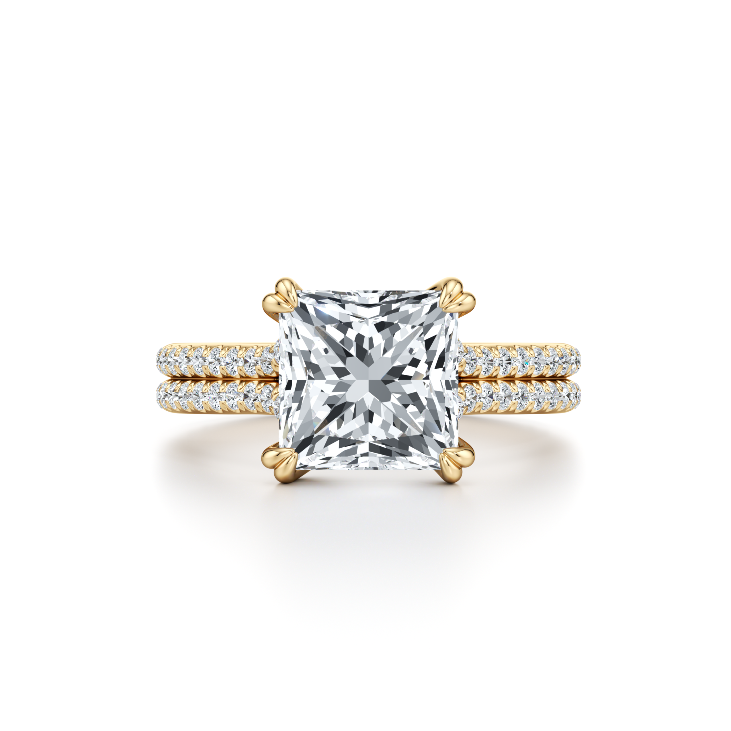 Ellen dual bands Princess Solitaire Lab Diamond Engagement Ring