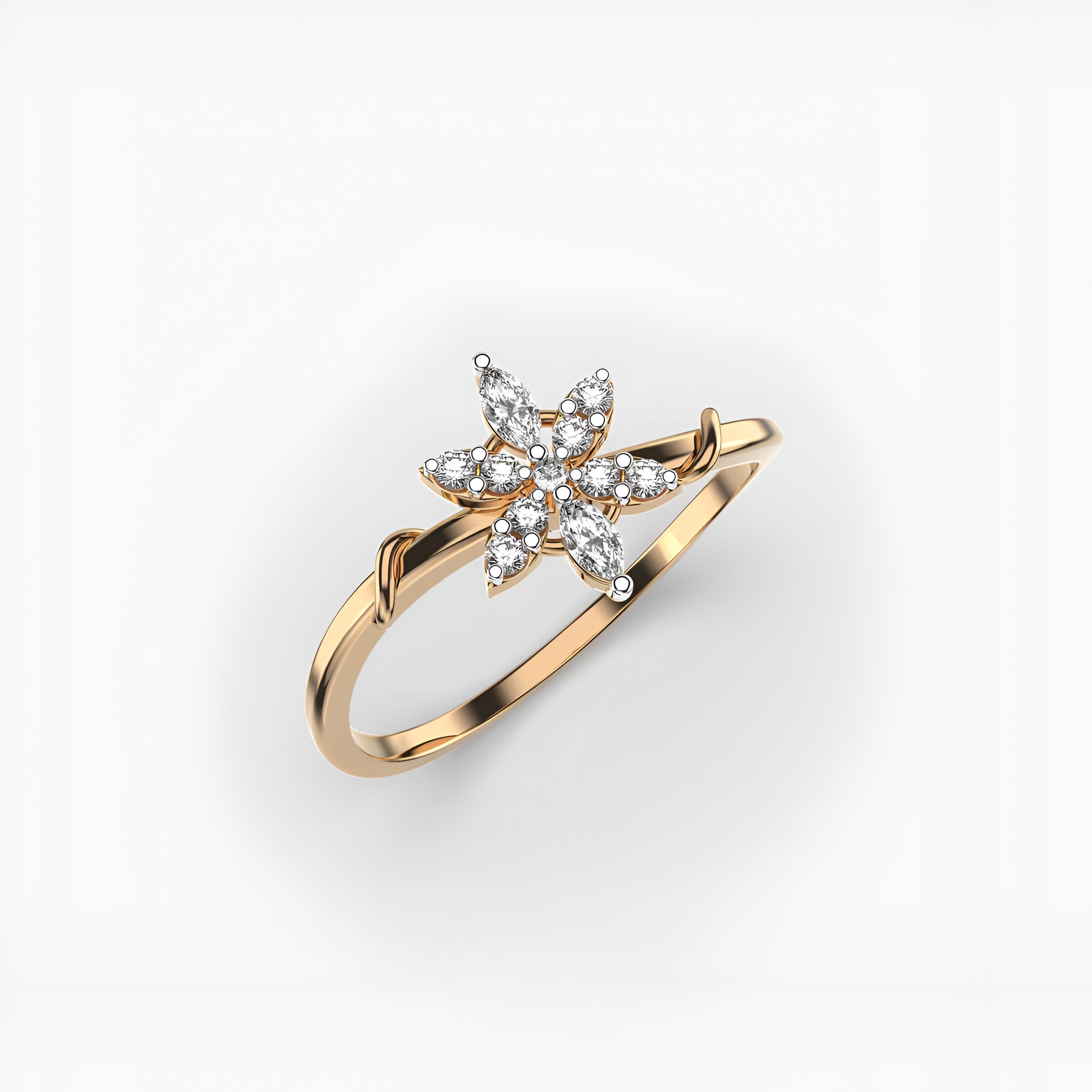 Flower and Vine Diamond Ring