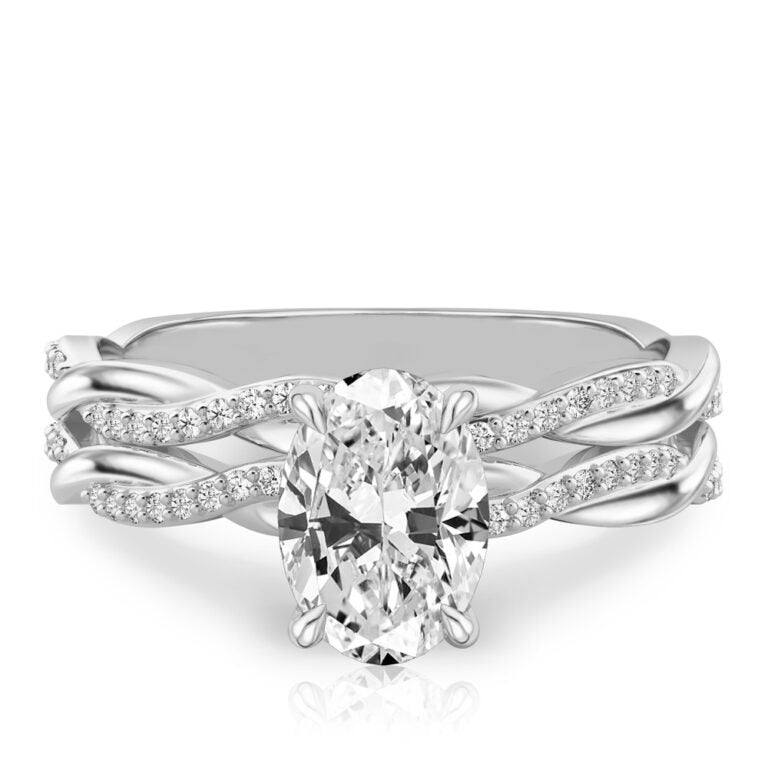 Twisted Love 1 Ct Hidden Pave Band & Halo Engagement Ring